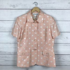 Vintage Christian Dior Polka Dot Button Shirt
